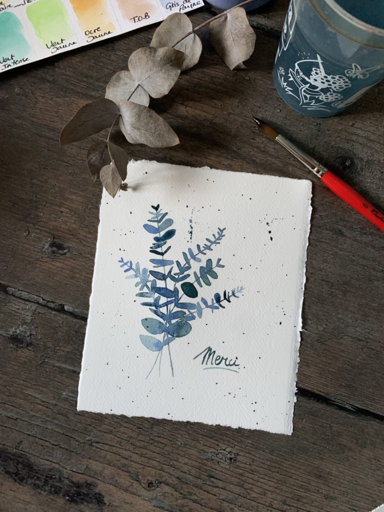 Carte eucalyptus "merci"
