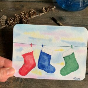 Carte chaussettes de Noël
