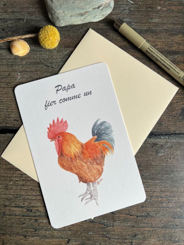 Carte "Papa fier comme un coq"