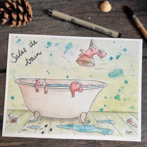 Affiche Sales de bain – 3 cochons