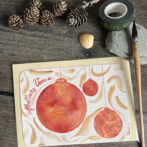 Boules meilleurs voeux rouge et or
