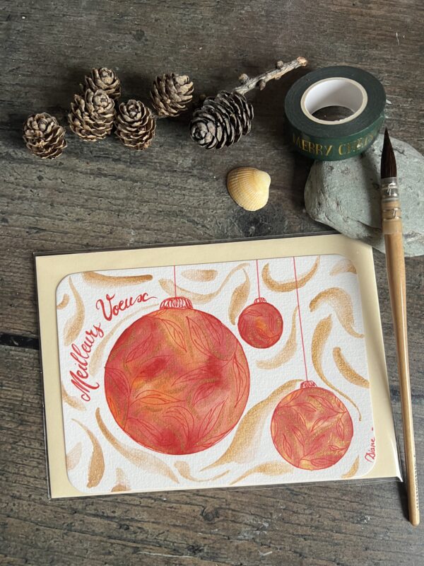 Boules meilleurs voeux rouge et or