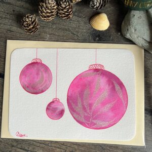 Carte boules roses, motifs argent