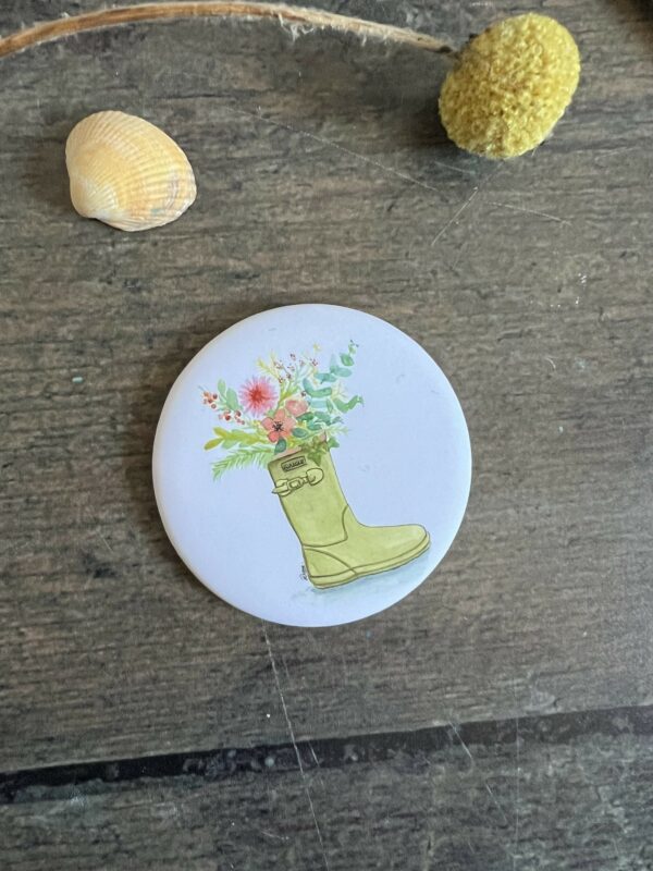 Magnet rond, finition mate, botte fleurie