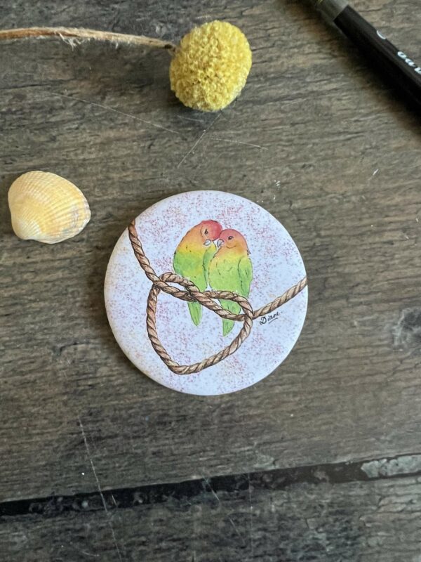 Magnet rond, finition mate. Inséparables