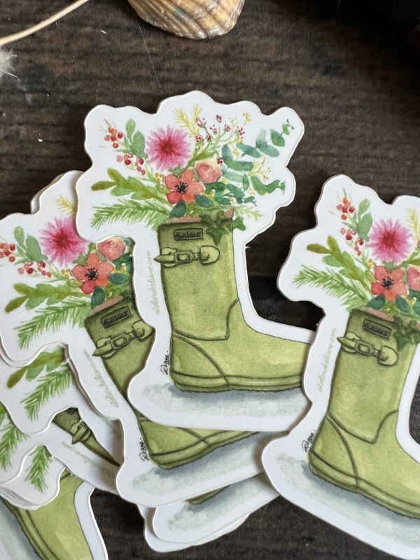 Sticker botte fleurie
