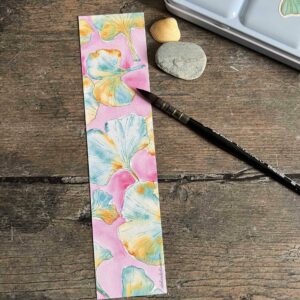 Marque-page ginkgo fond aquarelle