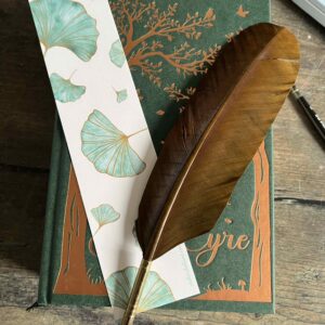 Marque-page Ginkgo, fond rose pâle