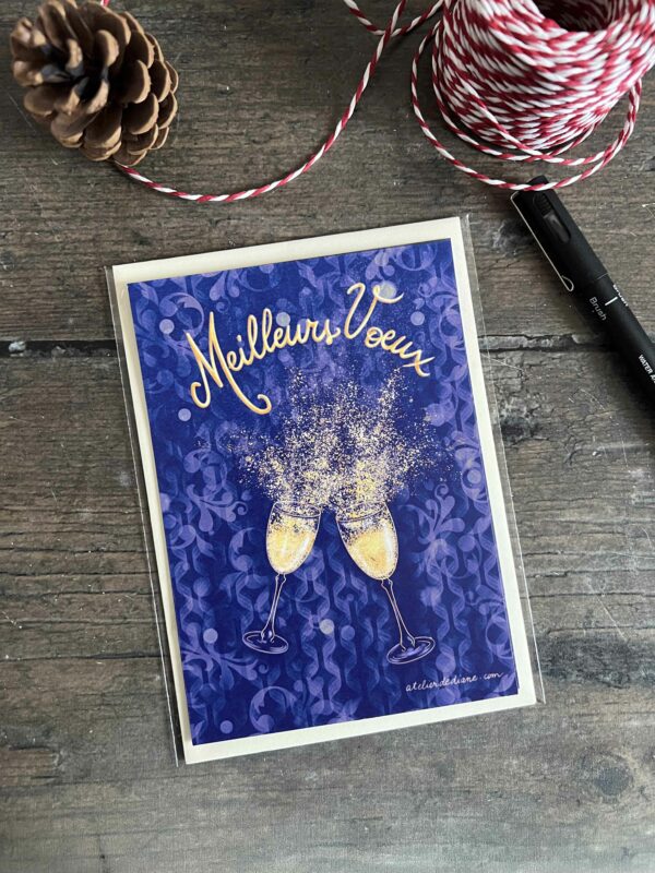 Lot de 5 Cartes de Voeux Champagne – Image 2
