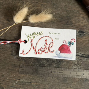 Lot de 8 Etiquettes Cadeau de Noël – motif Bonnet