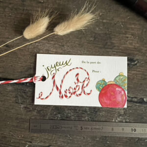 Lot de 8 Etiquettes Cadeau de Noël – motif Boules de Noël