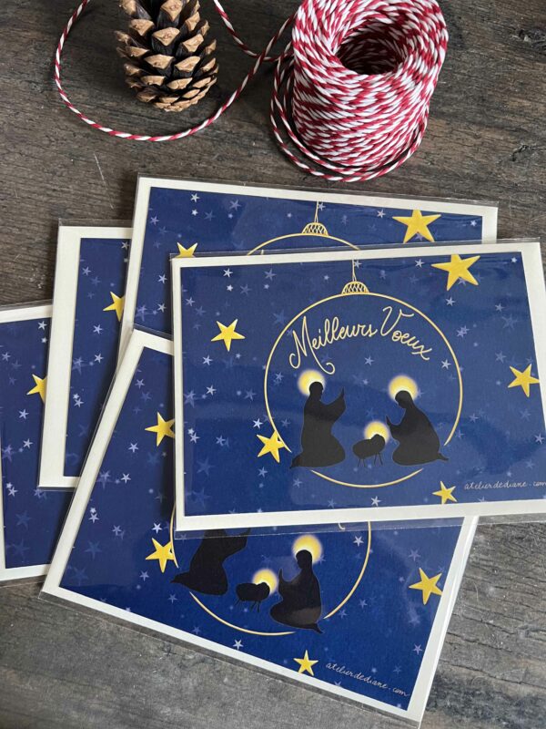 Lot de 5 Cartes de Voeux Nativité
